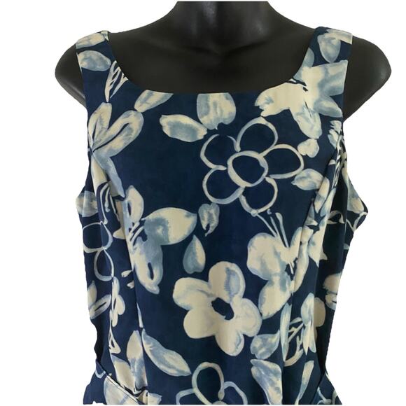 Vintage 90s Y2K Rampage R-Wear Size 7 Dress Blue Faux Wrap Hawaiian Tropical - Picture 2 of 9